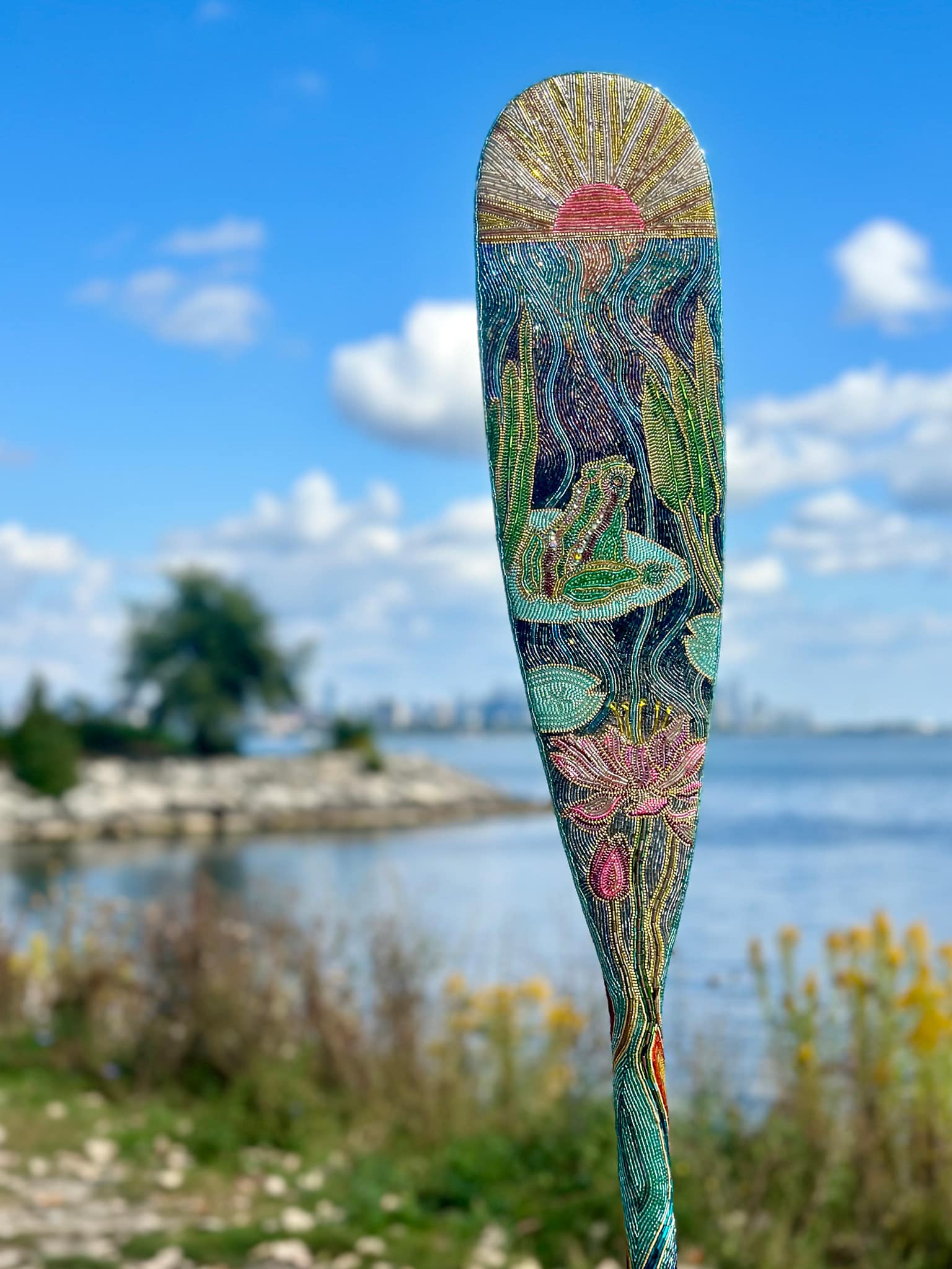 Beaded Paddle Artwork by Marina Dempster